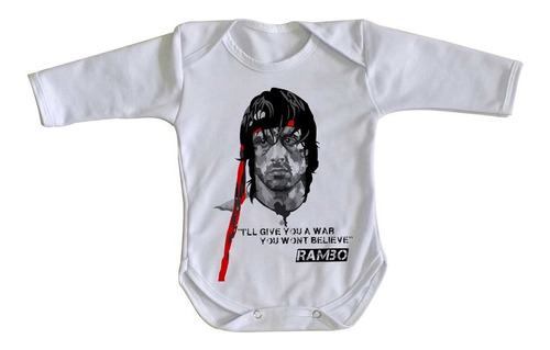 Body Bebê Luxo Rambo Faixa Vermelha Sylvester Stallone Filme