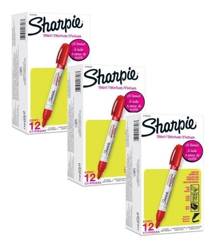 Marcador Permanente Sharpie Paint Rojo 3 Mm Bala 36 Piezas