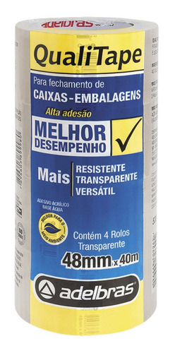 4 Und Fita Adesiva Qualitape 48x40 Metros Qualidade Lacre