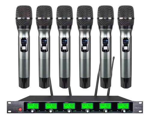 Sistema Microfono Inalambrico 6 Canal Pro Uhf Mano Karaoke