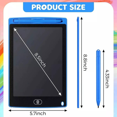Tableta Pizarrón Mágico Lcd 8.5 Para Dibujar Y Escribir Plum