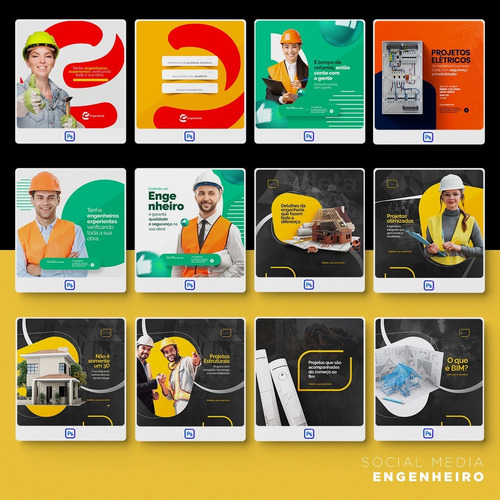 Pack 70 Artes Engenheiro Editável Photoshop Psd