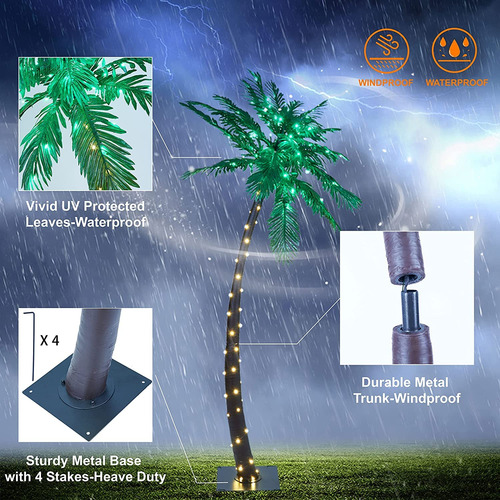 Palmera Iluminada 1.5 Metros Multicolor Led Luz Decorativa