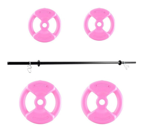 Kit Sport Maniac Barra De Caño 4 Discos Rosas Pvc 15kg Topes