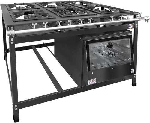 Fogão Industrial 6 Bocas Bp 40x40 P8 Reforçado E Forno Vidro