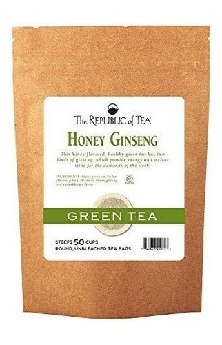 The Republic Of Tea Miel Ginseng Té Verde 50 Bolsitas