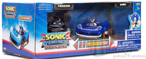 2 Carrinhos De Fricção Sonic E Shadow Sega All-stars Racing