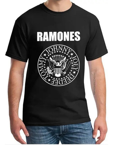 Camiseta De Manga Corta Con Estampado Ramones Para Hombre