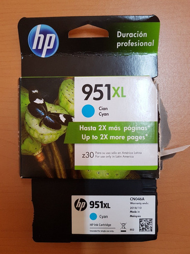 Cartucho Vacío Hp 951 Xl Nunca Recargado Cyan