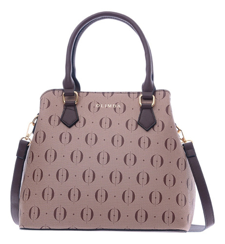Bolsa Satchel Olimba Mujer De Moda Grande Amplia 88524 Marrón Lisa Oro