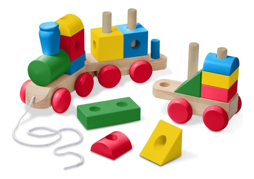 Melissa & Doug Tren Apilable Jumbo De Madera Clásico