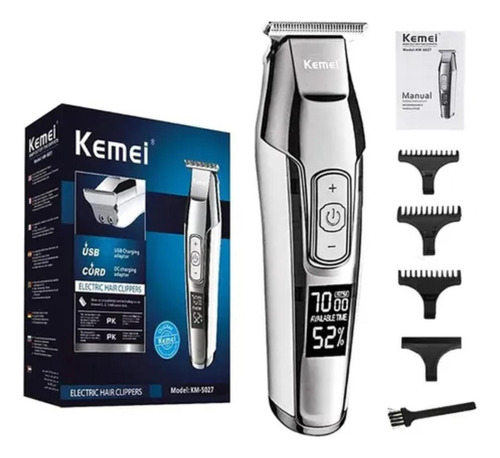 Aparador De Pelo Kemei Km-5027 Prata 100v/240v