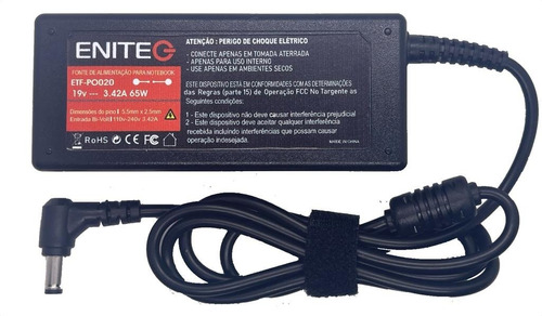 Fonte Carregador Para Notebook Positivo 19v 65w 3.42a