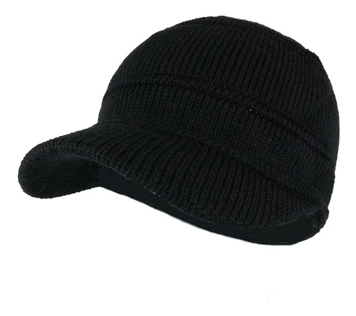 Army Style Acrylic Cadet Winter Beanie Hat with Visor 