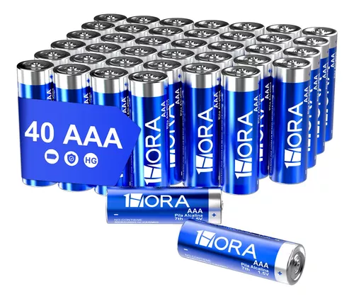 Paquete con 40 Pilas AAA Alcalinas Baterías 1Hora GAR131 1.5V