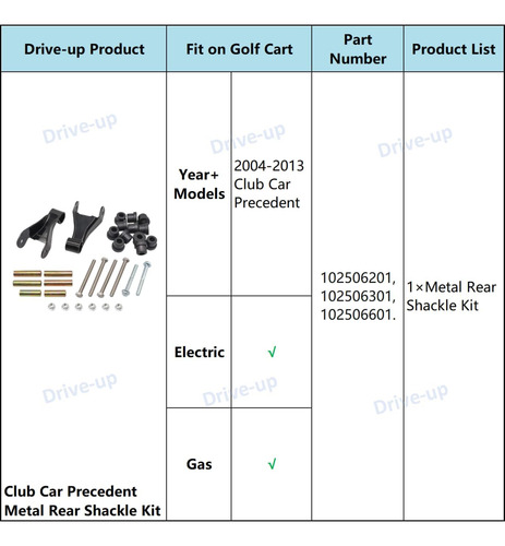 Kit De Grillete Trasero De Metal De Carrito De Golf Que Incl