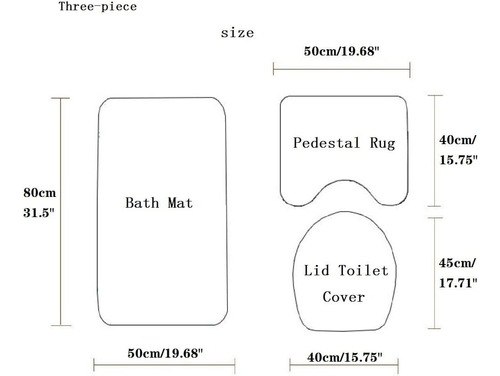 Set De Baño 3 Piezas Con Relieve Unicolor Tf.