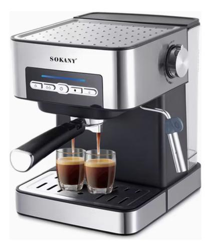 Cafetera Express Sokany 850w 1.6l Acero Inoxidable Pro Plate Plateado