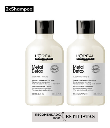  Shampoo Pack X2 L'oréal Professionnel Metal Detox 600ml