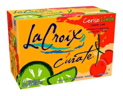 Agua Mineral Lacroix Sabor Cereza Limón 355ml 8 Piezas