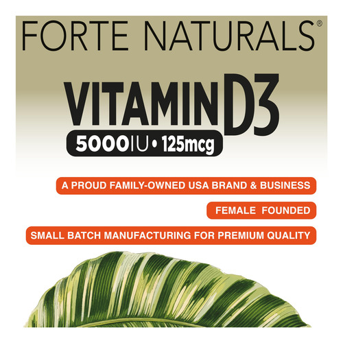Forte Naturals Vitamina D3 5000 Iu 60 Cápsulas Blandas