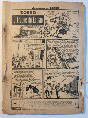 Hq Almanaque Do Zorro  1963  Ed. Ebal