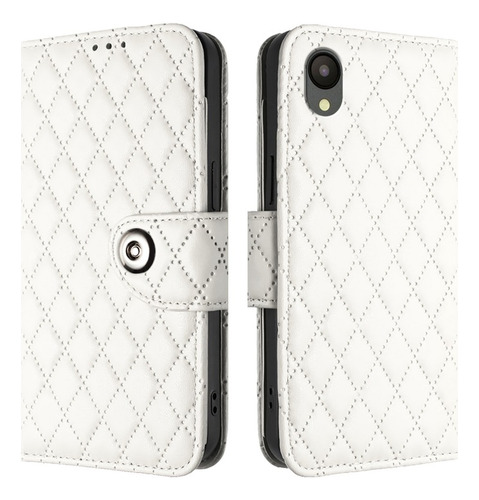 Funda De Flip Con Textura Romboidal Para Samsung, Con Correa