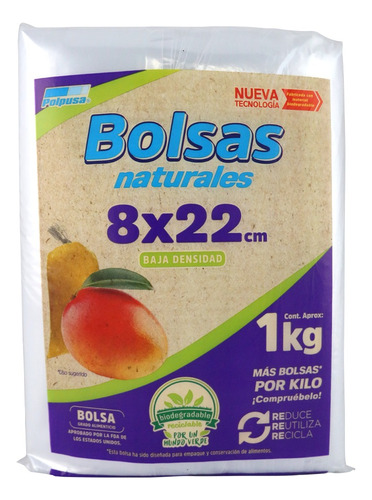 Bulto 25 Kg Bolsa Natural Transparente Bio Medidas 8 X 22 Cm - Cal. 125