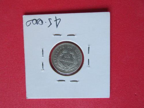 Antigua Moneda Chile 1 Decimo De Plata Año 1874 Escasa (Usado)