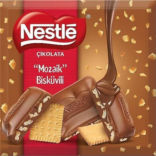 Barra Chocolate Leite Pedacos Biscoito Nestlé Mozaik 60g