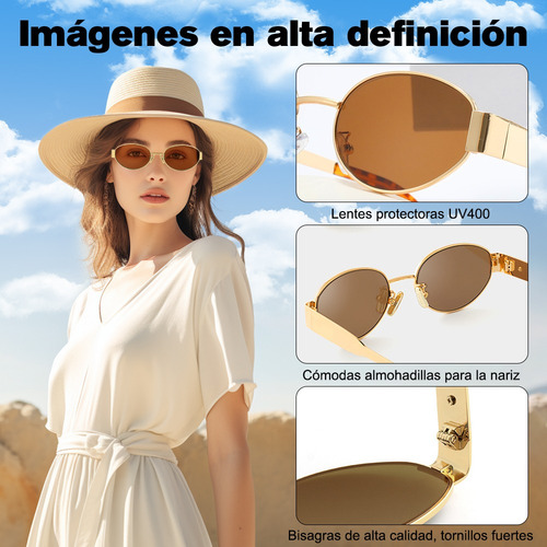 Gafas Sol De Metal Ovaladas De Diseño Retro Estilo Moderno