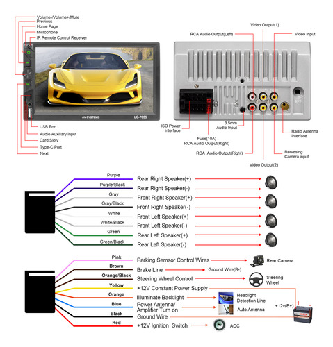 Estéreo Para Auto Mirrorlink 7 Inch Mp5 Con Cámara Pantalla