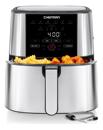 Chefman Freidora De Aire 2 En 1 Con Sonda Temperatura 7.5 L Color Plateado