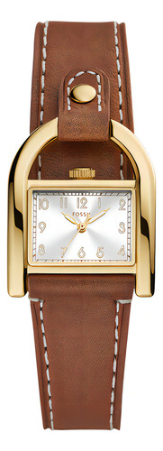 Pulseira de relógio feminina Fossil Es5264 Harwell, cor da moldura: marrom, cor de fundo dourada, cor de fundo, prata