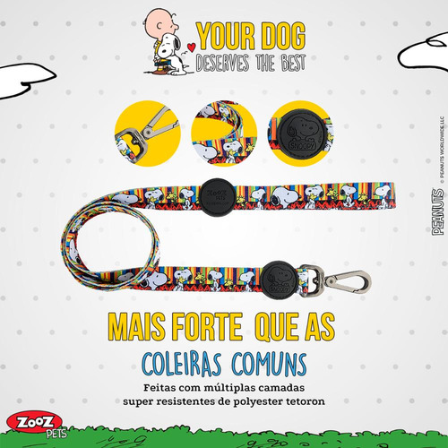 Guia Para Cachorro Pet Snoopy Stripe Zooz Pets Pp 120cm