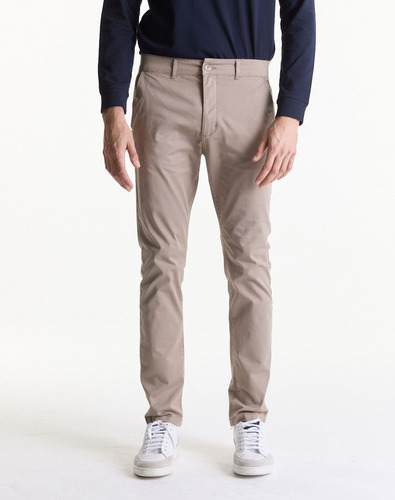 Pantalón Chino Gabardina Marrón Equus Huez Slim Hombre