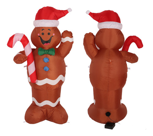 Hombre De Jengibre Inflable Navideño De 4.92 Pies, Lindo