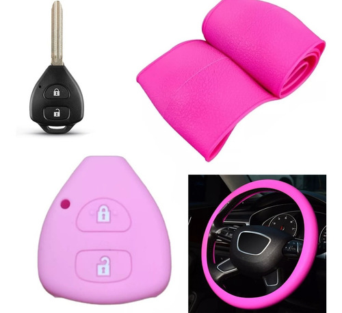 Cubre Volante + Funda Llave Silicona - Hilux Sw4 - Rosa