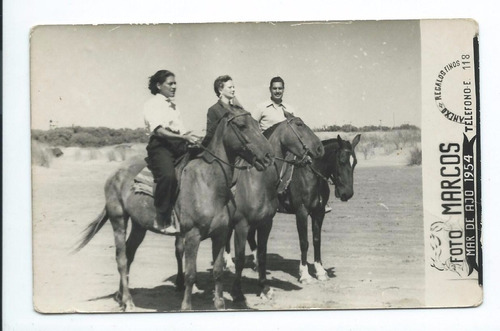 Mar De Ajo Antigua Foto Tarjeta Postal Caballos ~ 1954