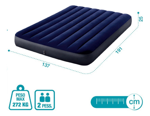 Colchão Inflável Casal Fiber Tech Intex Bomba Eletrica Azul