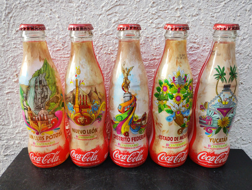 Lote Botellas Coca Cola Bicentenario 2010 Vacías 5-pack (Usado)