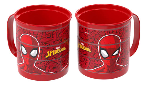 Kit 2 Caneca Divertida Giratória Homem Aranha 360ml Plasútil