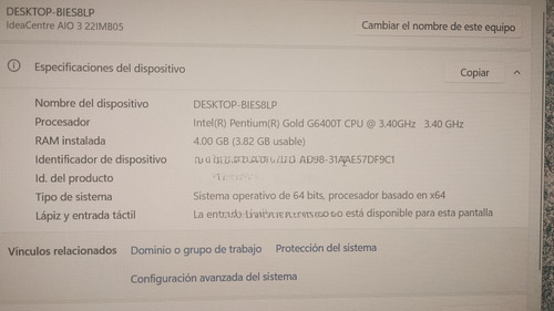 Lenovo Ideacentre Aio 3 22imb05, Fhd, 1tb, Intel (Usado)