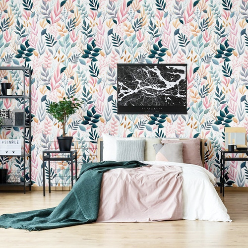 Vinil Decorativo Tapiz Bordado Colores Flores Autoadhesivo Color Blanco
