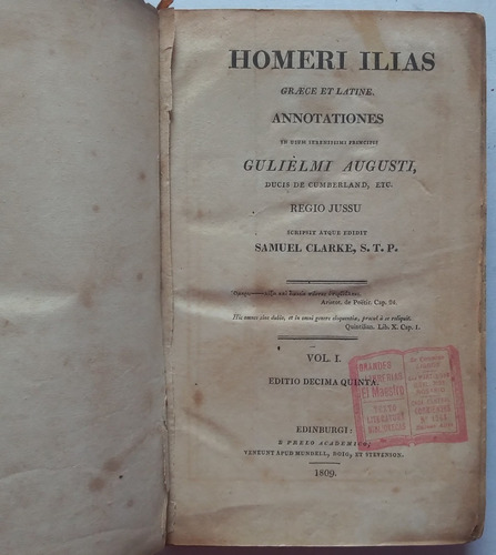 Homeri Ilias Graece Et Latine - Edinburgi 1809 Tomo 1 