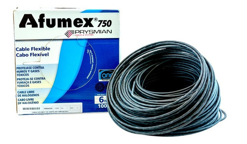 Cable Unipolar Libre Halogeno Afumex 6mm Negro X Rollo