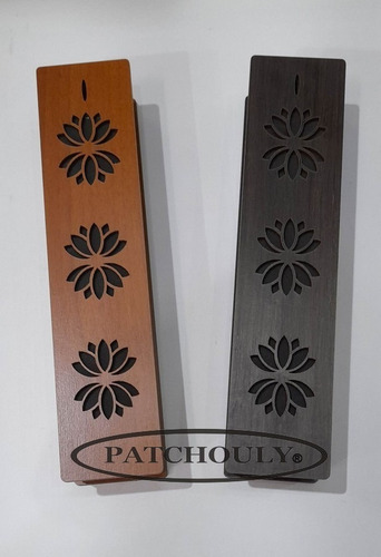Imagen 3 de 5 de Porta Sahumerios Cofre Mdf Color Madera Calado 24 Cm. Logo