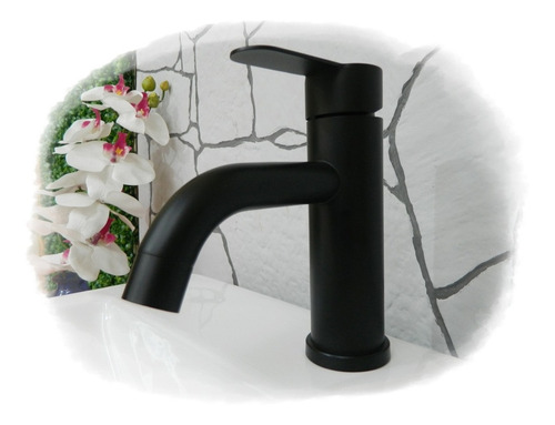Mezcladora De Baño Arenci Cisne 18 Neg Bfsr Color Negra Y Acabado Mate