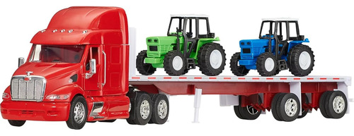 Camión De Juguete Peterbilt 387 Con 2 Tractores Escala 1:32