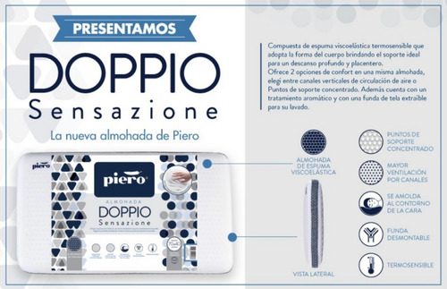 Almohada inteligente Piero Doppio Sensazione tradicional 70cm